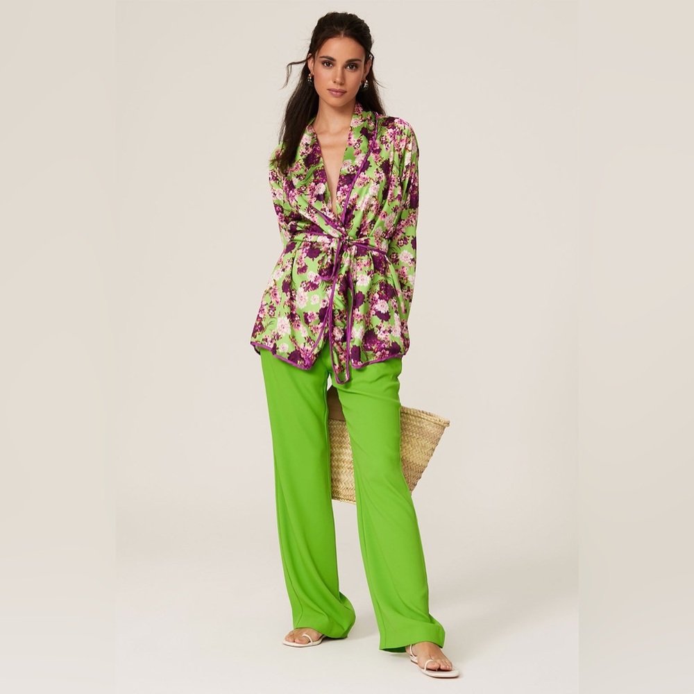 Giovanna Nicolai Satin Floral Wrap Top Size 2